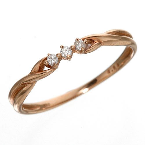 K10PG ダイヤモンドツイストリング(指輪)【10金ピンクゴールド】184275 15号