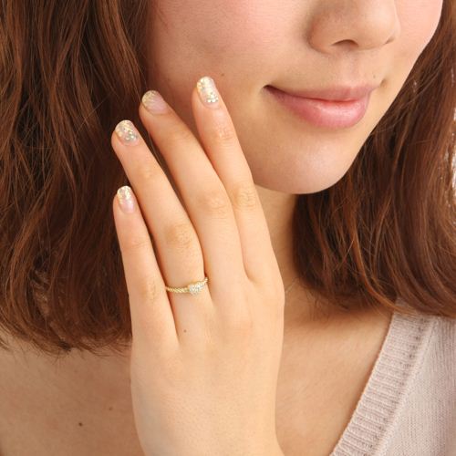 K18YG(イエローゴールド) ダイヤモンド ハートパヴェリング 7号