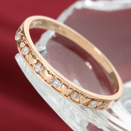 K10ピンクゴールド ダイヤハートリング 15号