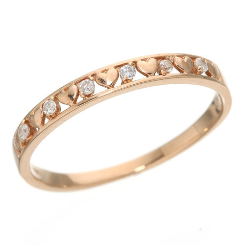 K10ピンクゴールド ダイヤハートリング 15号